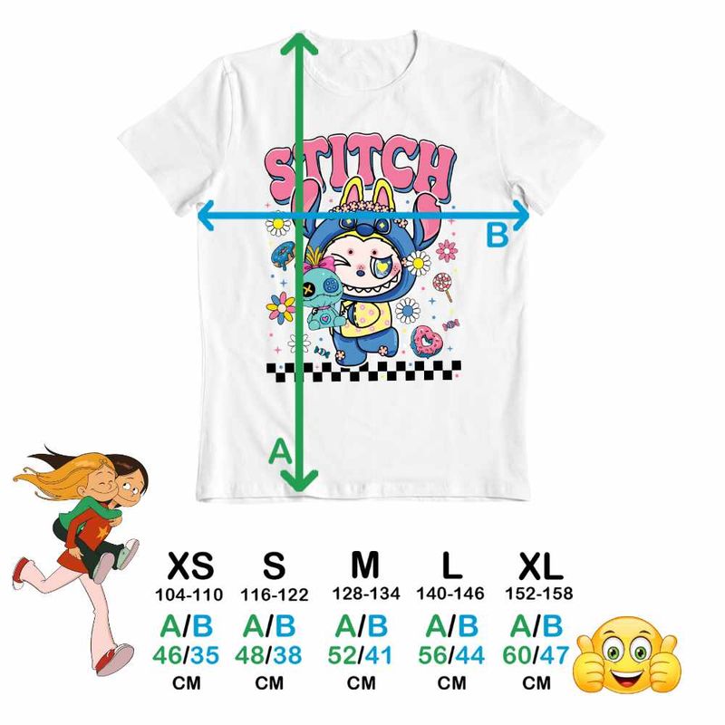 Fashion, accesorii si bijuterii - Copii - Imbracaminte copii - Tricouri copii - Tricou Copii Baieti Labubu Stitch Stich CoolTrend, alb, marime L Copii - Infinity.ro