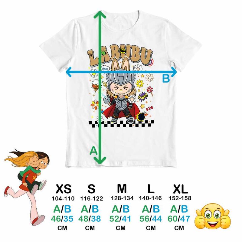 Fashion, accesorii si bijuterii - Copii - Imbracaminte copii - Tricouri copii - Tricou Copii Fete Labubu Thor Ragnarok CoolTrend, alb, marime XS Copii - Infinity.ro