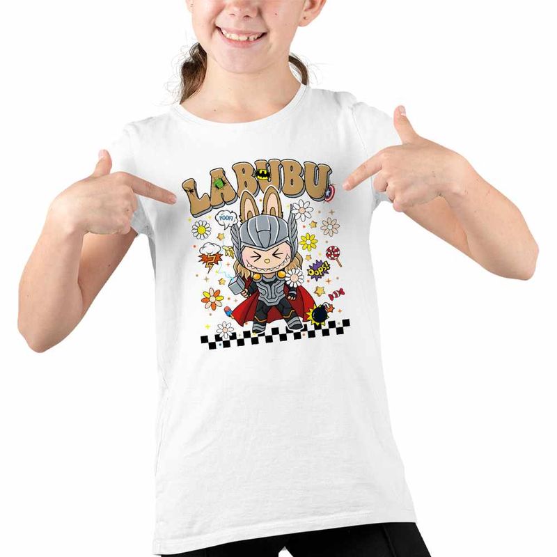 Fashion, accesorii si bijuterii - Copii - Imbracaminte copii - Tricouri copii - Tricou Copii Fete Labubu Thor Ragnarok CoolTrend, alb, marime XS Copii - Infinity.ro