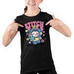 Fashion, accesorii si bijuterii - Copii - Imbracaminte copii - Tricouri copii - Tricou Copii Fete Labubu Stitch Stich CoolTrend, negru, marime M Copii - Infinity.ro
