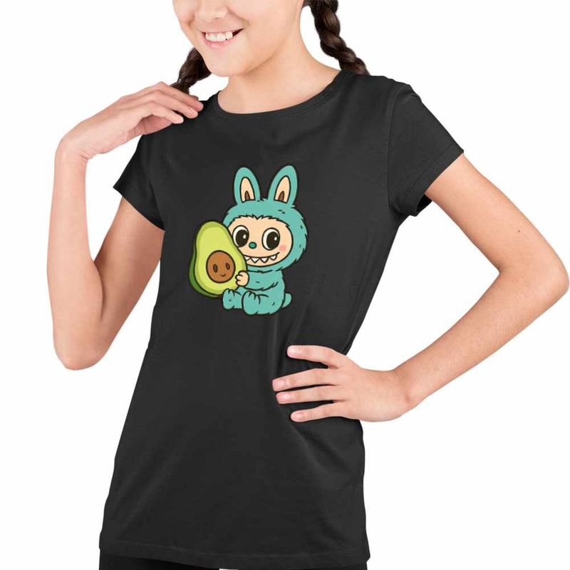 Fashion, accesorii si bijuterii - Copii - Imbracaminte copii - Tricouri copii - Tricou Copii Fete Labubu Avocado CoolTrend, negru, marime S Copii - Infinity.ro