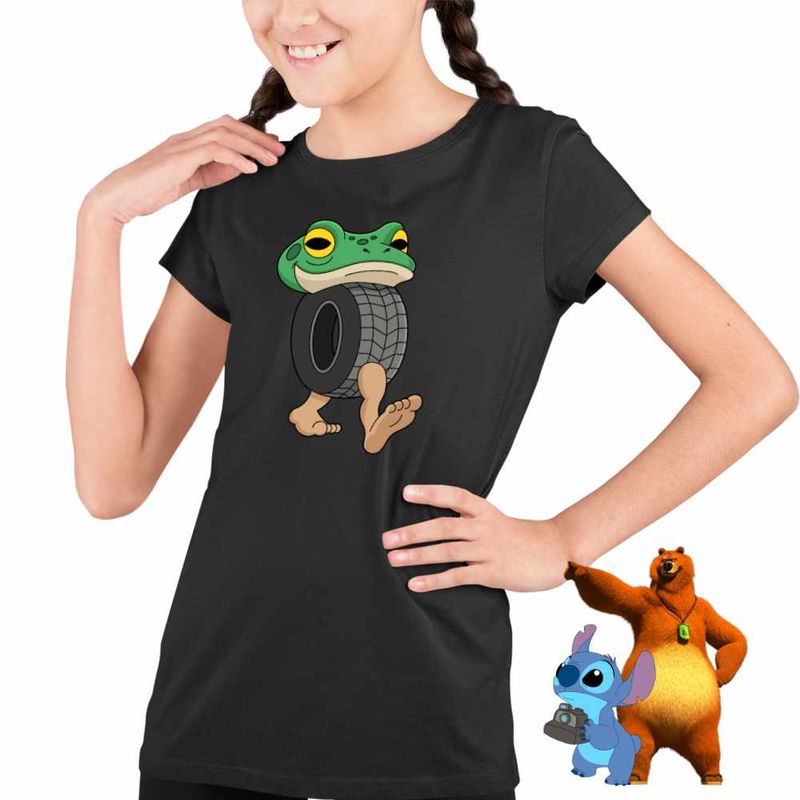 Fashion, accesorii si bijuterii - Copii - Imbracaminte copii - Tricouri copii - Tricou Copii Fete Boneca Ambalubu Brainrot CoolTrend, negru, marime M Copii - Infinity.ro