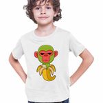 Fashion, accesorii si bijuterii - Copii - Imbracaminte copii - Tricouri copii - Tricou Copii Baieti Cimpanzini Bananini Brainrot CoolTrend, alb, marime XS Copii - Infinity.ro