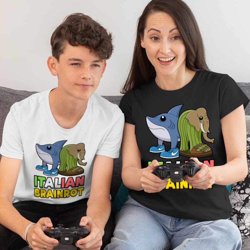 Fashion, accesorii si bijuterii - Copii - Imbracaminte copii - Tricouri copii - Tricou Copii Baieti Italian Tralelero Lirilira Brainrot Brain Rot CoolTrend, negru, marime XS Copii - Infinity.ro