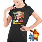 Fashion, accesorii si bijuterii - Copii - Imbracaminte copii - Tricouri copii - Tricou Copii Fete Italian Ballerina Tung Boneca Brainrot Brain Rot CoolTrend, negru, marime XL Copii - Infinity.ro