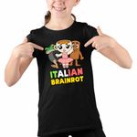 Fashion, accesorii si bijuterii - Copii - Imbracaminte copii - Tricouri copii - Tricou Copii Fete Italian Ballerina Tung Boneca Brainrot Brain Rot CoolTrend, negru, marime XL Copii - Infinity.ro
