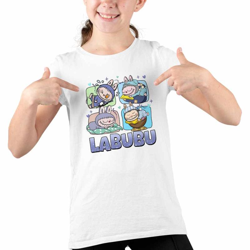 Fashion, accesorii si bijuterii - Copii - Imbracaminte copii - Tricouri copii - Tricou Copii Fete Labubu Cute Baby CoolTrend, alb, marime S Copii - Infinity.ro