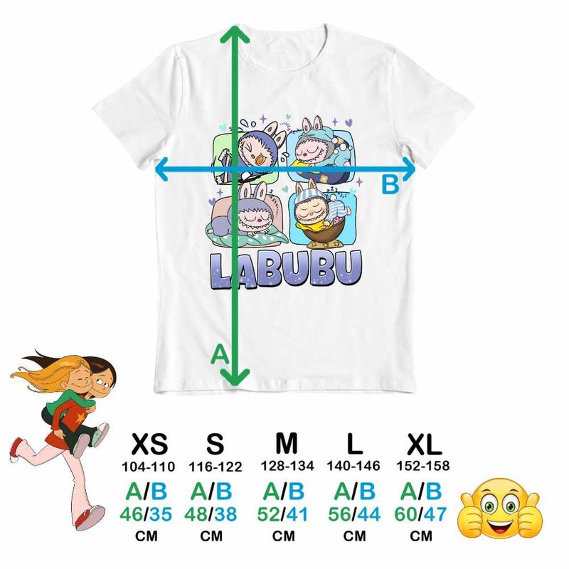 Fashion, accesorii si bijuterii - Copii - Imbracaminte copii - Tricouri copii - Tricou Copii Fete Labubu Cute Baby CoolTrend, alb, marime S Copii - Infinity.ro