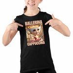 Fashion, accesorii si bijuterii - Copii - Imbracaminte copii - Tricouri copii - Tricou Copii Fete Ballerina Cappuccina Italian Meme Brainrot Brain Rot CoolTrend, negru, marime M Copii - Infinity.ro