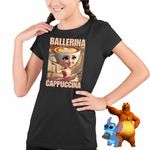 Fashion, accesorii si bijuterii - Copii - Imbracaminte copii - Tricouri copii - Tricou Copii Fete Ballerina Cappuccina Italian Meme Brainrot Brain Rot CoolTrend, negru, marime M Copii - Infinity.ro