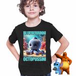 Fashion, accesorii si bijuterii - Copii - Imbracaminte copii - Tricouri copii - Tricou Copii Baieti Blueberrinni Octopussini Italian Meme Brainrot Brain Rot CoolTrend, negru, marime L Copii - Infinity.ro