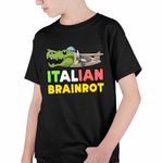 Fashion, accesorii si bijuterii - Copii - Imbracaminte copii - Tricouri copii - Tricou Copii Baieti Italian Bombardilo Crocodilo Brain Rot Brainrot CoolTrend, negru, marime XS Copii - Infinity.ro