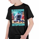 Fashion, accesorii si bijuterii - Copii - Imbracaminte copii - Tricouri copii - Tricou Copii Baieti Blueberrinni Octopussini Italian Meme Brainrot Brain Rot CoolTrend, negru, marime L Copii - Infinity.ro