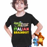 Fashion, accesorii si bijuterii - Copii - Imbracaminte copii - Tricouri copii - Tricou Copii Baieti Italian Bombardilo Crocodilo Brain Rot Brainrot CoolTrend, negru, marime XS Copii - Infinity.ro