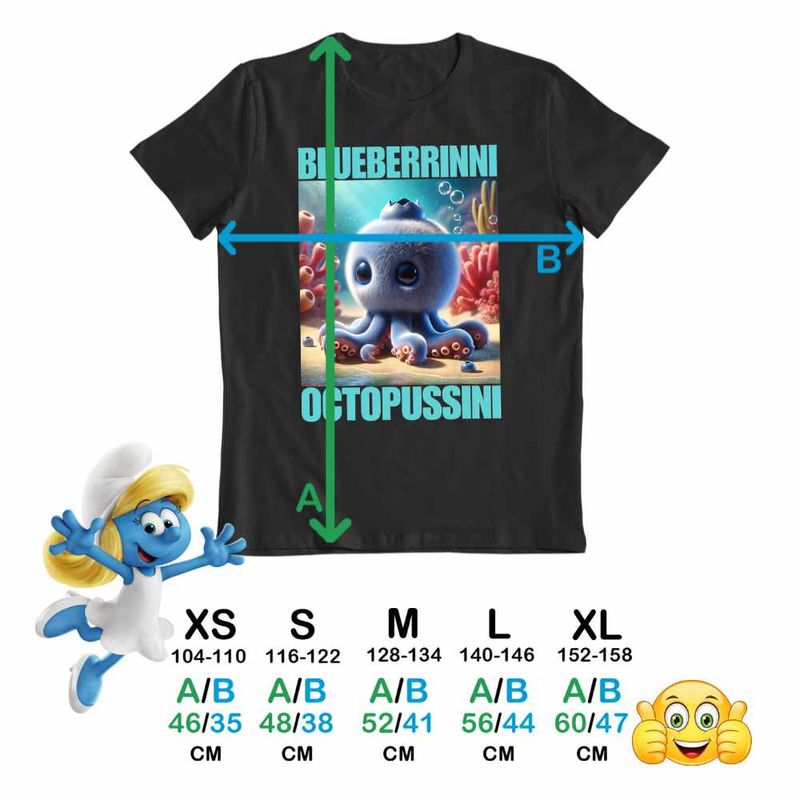 Fashion, accesorii si bijuterii - Copii - Imbracaminte copii - Tricouri copii - Tricou Copii Baieti Blueberrinni Octopussini Italian Meme Brainrot Brain Rot CoolTrend, negru, marime L Copii - Infinity.ro