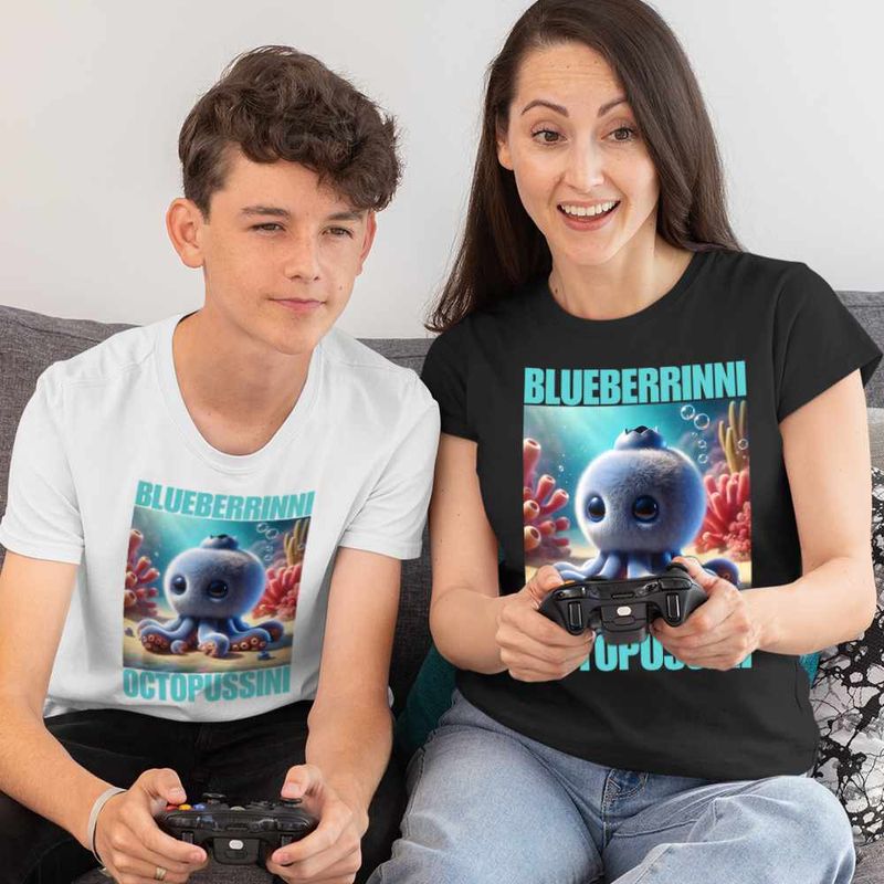 Fashion, accesorii si bijuterii - Copii - Imbracaminte copii - Tricouri copii - Tricou Copii Baieti Blueberrinni Octopussini Italian Meme Brainrot Brain Rot CoolTrend, negru, marime L Copii - Infinity.ro