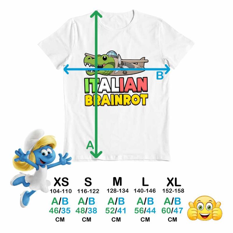 Fashion, accesorii si bijuterii - Copii - Imbracaminte copii - Tricouri copii - Tricou Copii Fete Italian Bombardilo Crocodilo Brain Rot Brainrot CoolTrend, alb, marime XL Copii - Infinity.ro