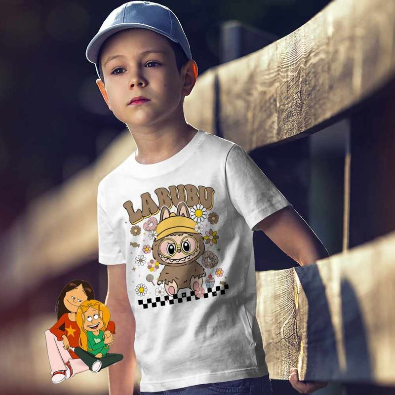 Fashion, accesorii si bijuterii - Copii - Imbracaminte copii - Tricouri copii - Tricou Copii Baieti Labubu Nerd Power, alb, marime XS Copii - Infinity.ro