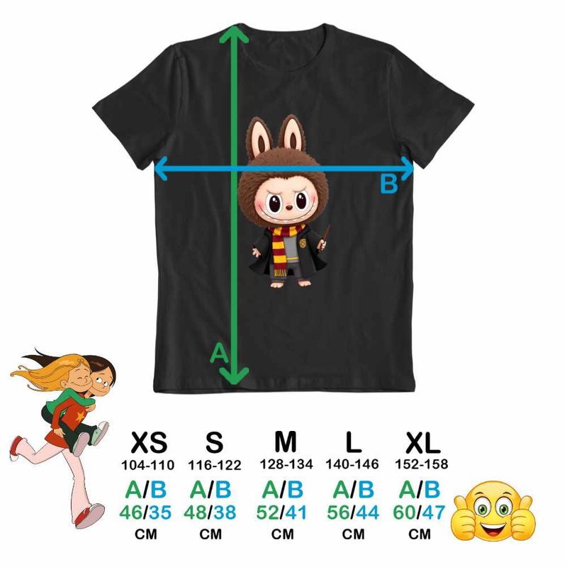 Fashion, accesorii si bijuterii - Copii - Imbracaminte copii - Tricouri copii - Tricou Copii Fete Labubu Harry Potter Vrajitor, negru, marime XL Copii - Infinity.ro