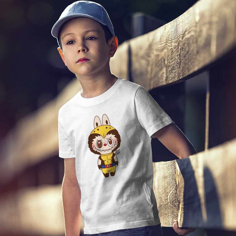 Fashion, accesorii si bijuterii - Copii - Imbracaminte copii - Tricouri copii - Tricou Copii Baieti Labubu Wolverine X-Men, alb, marime S Copii - Infinity.ro