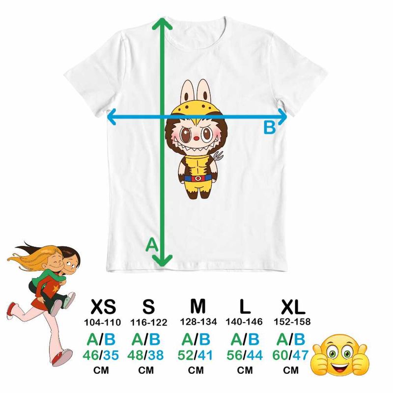 Fashion, accesorii si bijuterii - Copii - Imbracaminte copii - Tricouri copii - Tricou Copii Baieti Labubu Wolverine X-Men, alb, marime S Copii - Infinity.ro