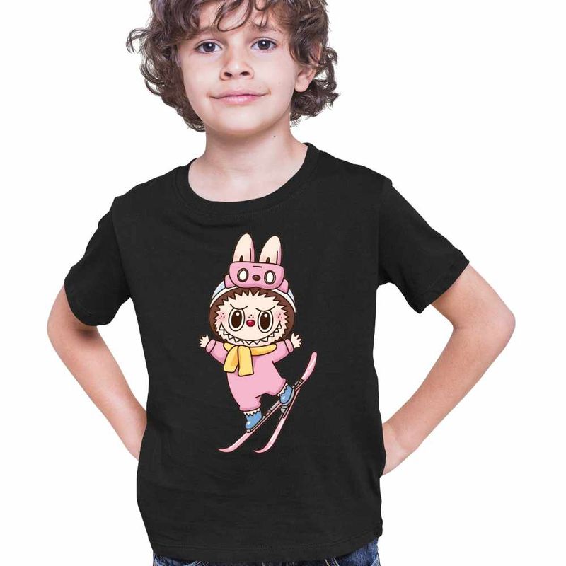 Fashion, accesorii si bijuterii - Copii - Imbracaminte copii - Tricouri copii - Tricou Copii Baieti Labubu Ski Iarna Munte Zapada CoolTrend, negru, marime XS Copii - Infinity.ro