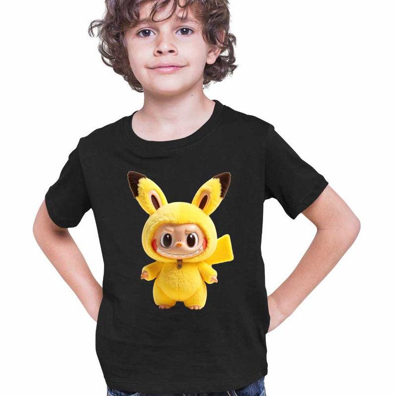 Fashion, accesorii si bijuterii - Copii - Imbracaminte copii - Tricouri copii - Tricou Copii Baieti Labubu Pikachu Pokemon CoolTrend, negru, marime XL Copii - Infinity.ro