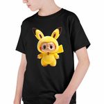 Fashion, accesorii si bijuterii - Copii - Imbracaminte copii - Tricouri copii - Tricou Copii Baieti Labubu Pikachu Pokemon CoolTrend, negru, marime XL Copii - Infinity.ro
