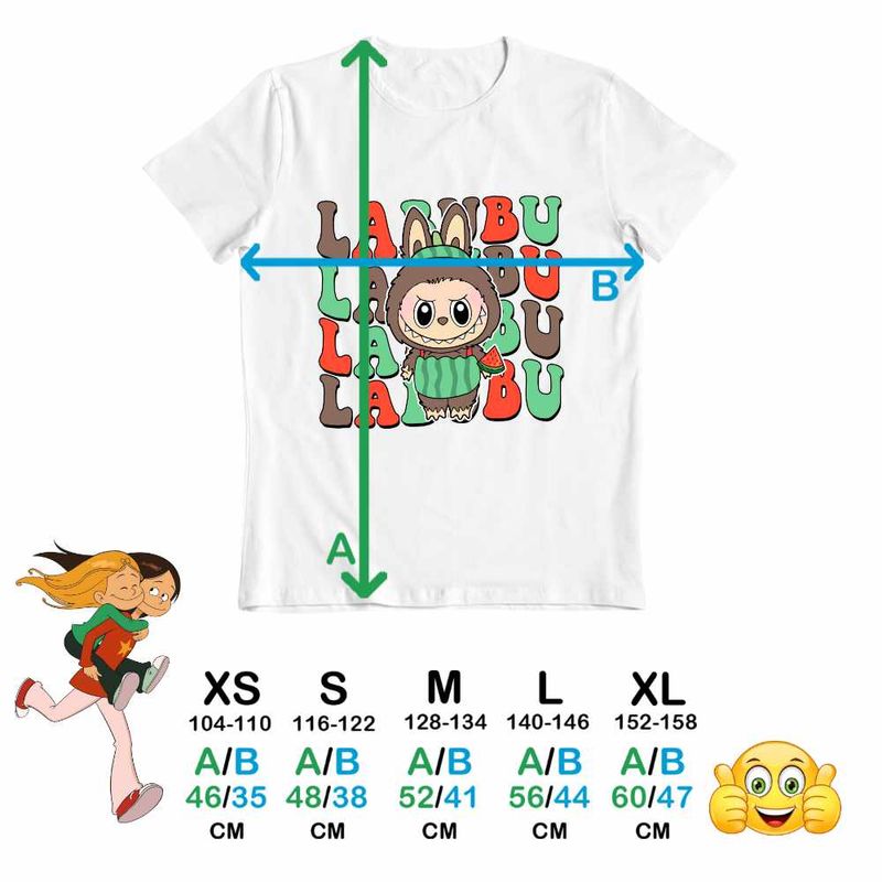 Fashion, accesorii si bijuterii - Copii - Imbracaminte copii - Tricouri copii - Tricou Copii Fete Labubu Pepene, alb, marime S Copii - Infinity.ro