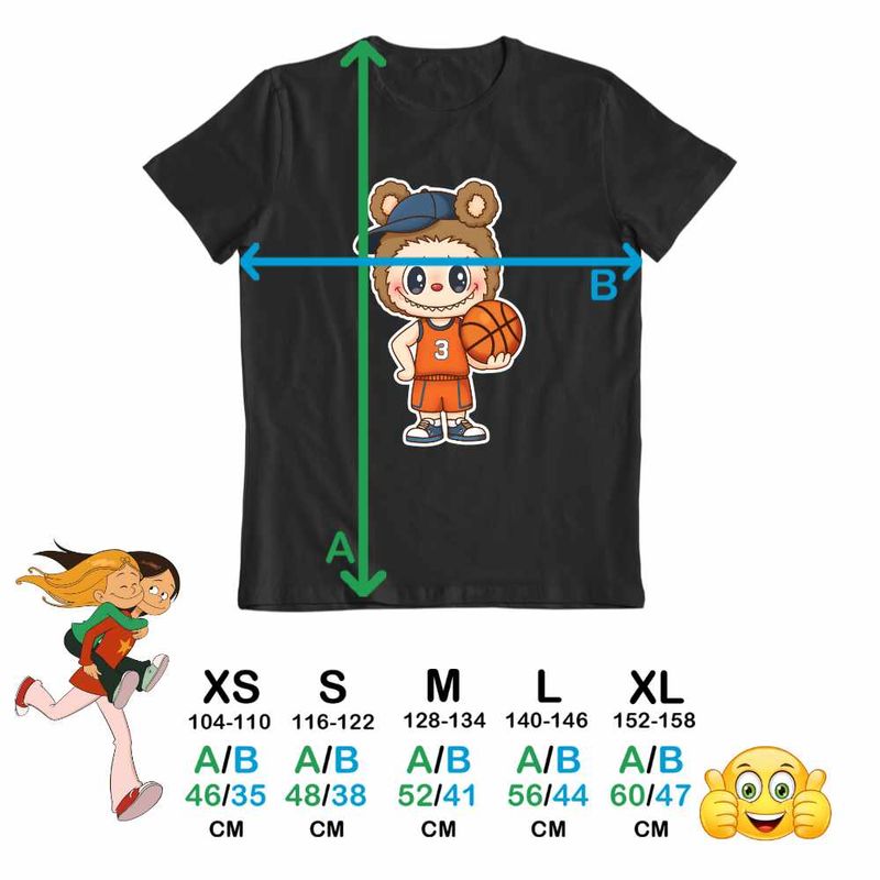 Fashion, accesorii si bijuterii - Copii - Imbracaminte copii - Tricouri copii - Tricou Copii Fete Labubu Basketball Baschet CoolTrend, negru, marime S Copii - Infinity.ro