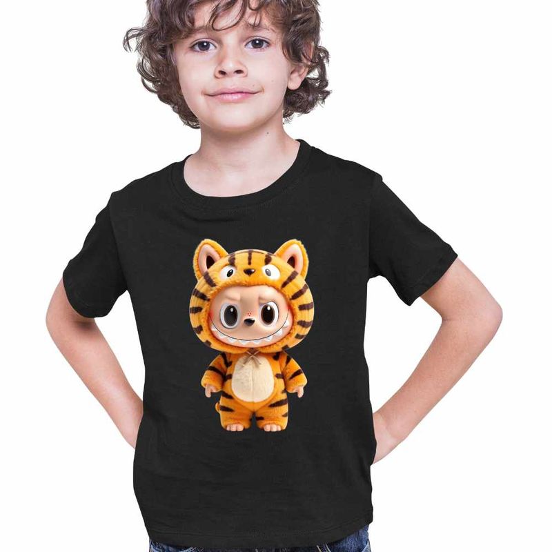 Fashion, accesorii si bijuterii - Copii - Imbracaminte copii - Tricouri copii - Tricou Copii Baieti Labubu Tigru Jungla CoolTrend, negru, marime XL Copii - Infinity.ro