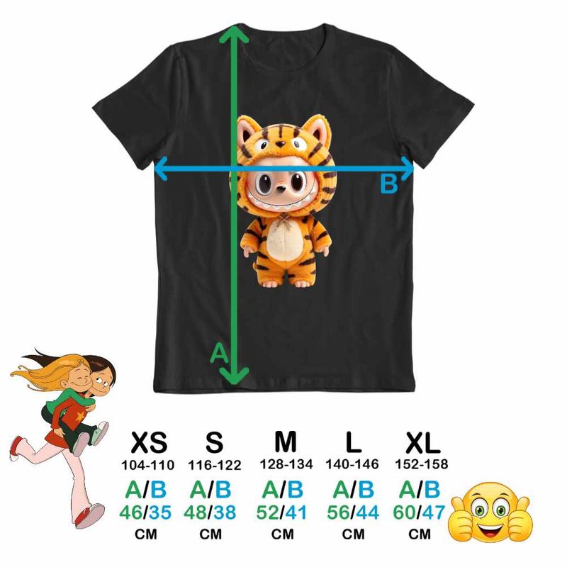 Fashion, accesorii si bijuterii - Copii - Imbracaminte copii - Tricouri copii - Tricou Copii Baieti Labubu Tigru Jungla CoolTrend, negru, marime XL Copii - Infinity.ro