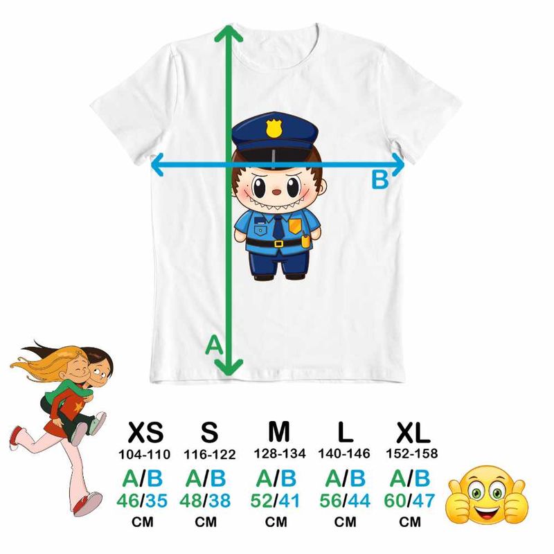 Fashion, accesorii si bijuterii - Copii - Imbracaminte copii - Tricouri copii - Tricou Copii Fete Labubu Politist CoolTrend, alb, marime S Copii - Infinity.ro