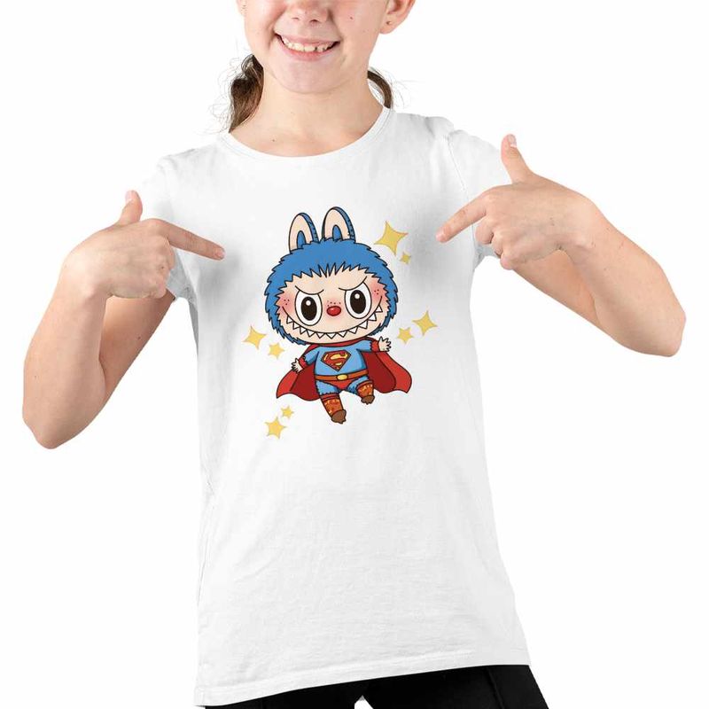 Fashion, accesorii si bijuterii - Copii - Imbracaminte copii - Tricouri copii - Tricou Copii Fete Labubu Superman Marvel CoolTrend, alb, marime L Copii - Infinity.ro