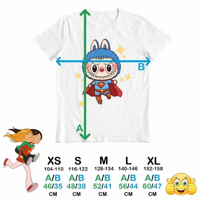 Fashion, accesorii si bijuterii - Copii - Imbracaminte copii - Tricouri copii - Tricou Copii Fete Labubu Superman Marvel CoolTrend, alb, marime L Copii - Infinity.ro