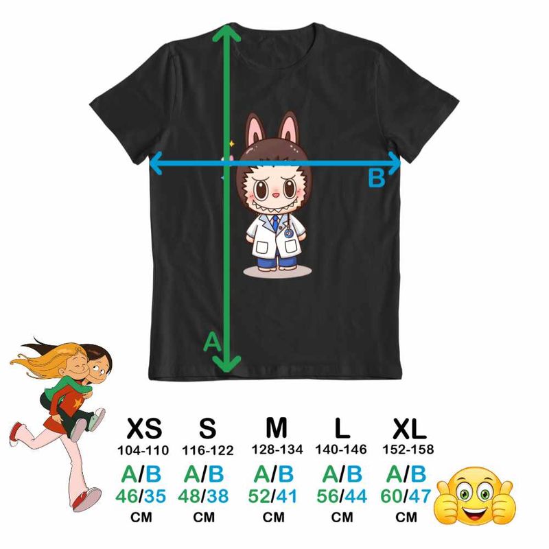 Fashion, accesorii si bijuterii - Copii - Imbracaminte copii - Tricouri copii - Tricou Copii Baieti Labubu Doctor Medic, negru, marime M Copii - Infinity.ro
