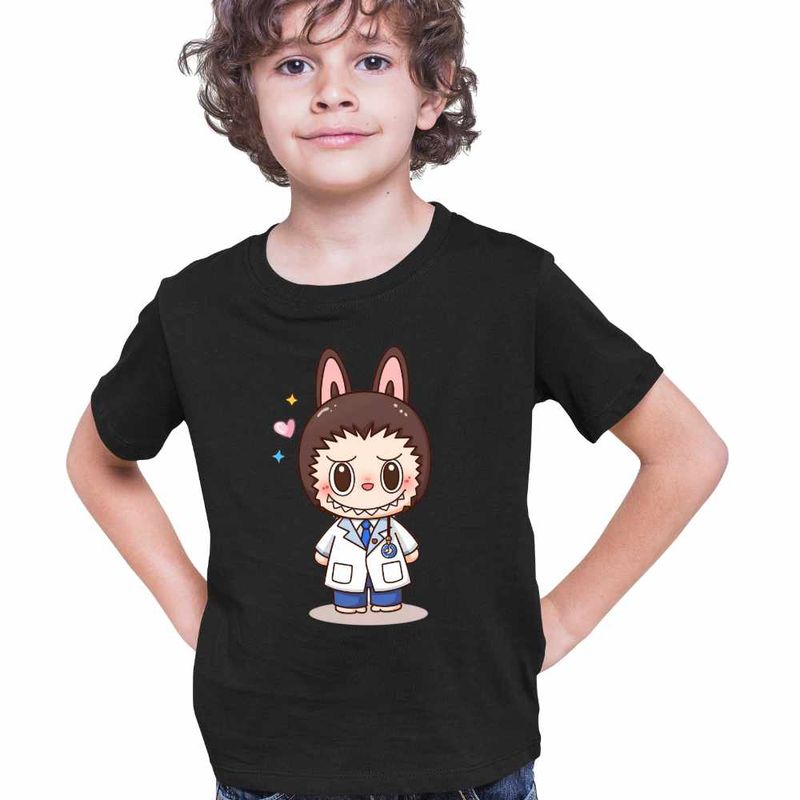 Fashion, accesorii si bijuterii - Copii - Imbracaminte copii - Tricouri copii - Tricou Copii Baieti Labubu Doctor Medic, negru, marime M Copii - Infinity.ro