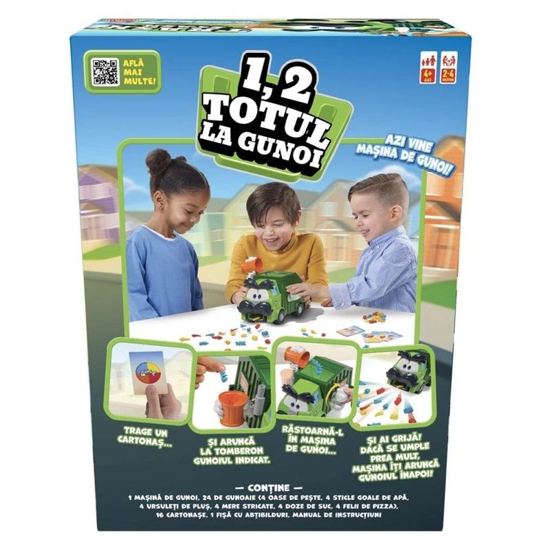 Jucarii, Copii si Bebe - Jucarii si jocuri - Jocuri si puzzle - Jocuri de societate - Joc de societate interactiv Goliath, 1, 2 Totul la Gunoi, camion de gunoi cu mecanism surpriza, 2-4 jucatori, 4 ani+ - Infinity.ro