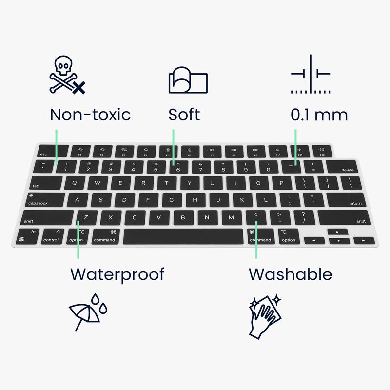 Laptop, Telefoane si Tablete - Laptopuri si accesorii - Piese laptop - Folii protectie si autocolante laptop - Folie tastatura laptop Kwmobile pentru Apple MacBook Air 13.6 M4 2025 (A3240), antizgarieturi, antipraf, silicon, negru - Infinity.ro
