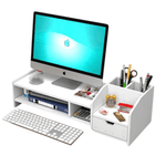 PC, gaming si accesorii - Desktop PC & monitoare - Accesorii monitoare - Suport monitor/laptop alb, din ABS, 63 x 23 x 18 cm, 6 compartimente - Infinity.ro