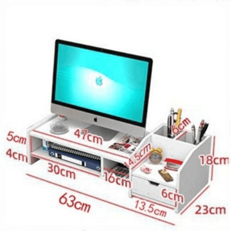 PC, gaming si accesorii - Desktop PC & monitoare - Accesorii monitoare - Suport monitor/laptop alb, din ABS, 63 x 23 x 18 cm, 6 compartimente - Infinity.ro