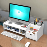 PC, gaming si accesorii - Desktop PC & monitoare - Accesorii monitoare - Suport monitor/laptop alb, din ABS, 63 x 23 x 18 cm, 6 compartimente - Infinity.ro