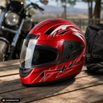 Auto si Moto - Moto - Echipamente protectie moto - Casti moto - Casca Moto/Scuter Full Face FIXATO, Viziera Detasabila, Marime Universala 59-62cm, Rosu - Infinity.ro