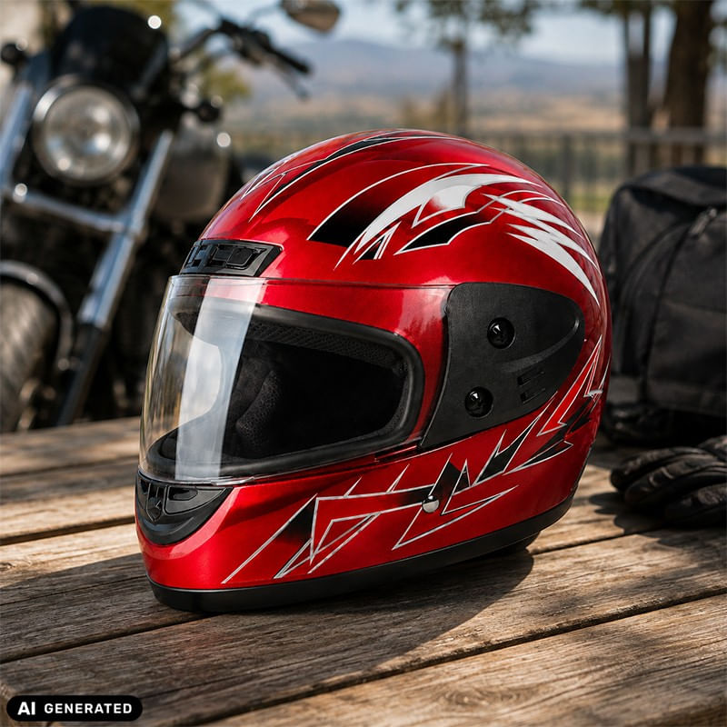 Auto si Moto - Moto - Echipamente protectie moto - Casti moto - Casca Moto/Scuter Full Face FIXATO, Viziera Detasabila, Marime Universala 59-62cm, Rosu - Infinity.ro