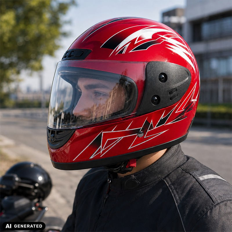 Auto si Moto - Moto - Echipamente protectie moto - Casti moto - Casca Moto/Scuter Full Face FIXATO, Viziera Detasabila, Marime Universala 59-62cm, Rosu - Infinity.ro