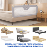 Casa si Gradina - Mobilier - Mobilier copii - Sisteme de siguranta - Bariera protectie pat HappiKID culisanta XXL 180 cm Baby Bear, inaltime reglabila 68-98 cm - Infinity.ro