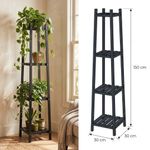 Casa si Gradina - Gradinarit si plante - Plante si ghivece - Ghivece si suporturi - Raft din lemn pentru flori cu 4 polite, culoare negru, 30x30x150 cm - Infinity.ro