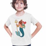 Fashion, accesorii si bijuterii - Copii - Imbracaminte copii - Tricouri copii - Tricou Copii Baieti Triton Mica Sirena Ariel CoolTrend, alb, marime S Copii - Infinity.ro