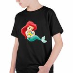 Fashion, accesorii si bijuterii - Copii - Imbracaminte copii - Tricouri copii - Tricou Copii Baieti Mica Sirena Baby Flounder Ariel Little Mermaid CoolTrend, negru, marime XS Copii - Infinity.ro