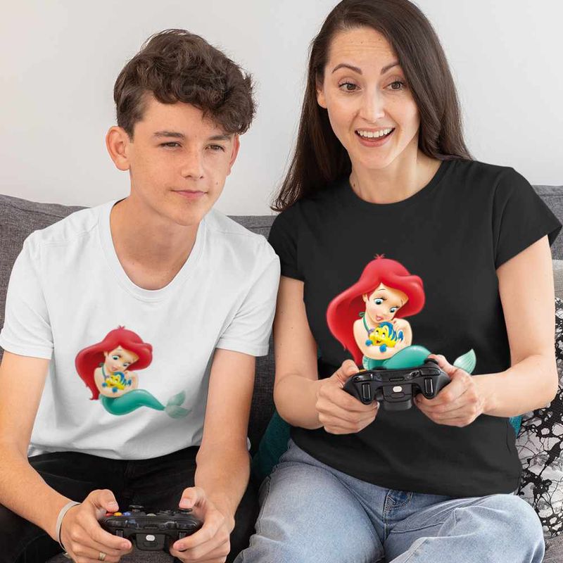 Fashion, accesorii si bijuterii - Copii - Imbracaminte copii - Tricouri copii - Tricou Copii Baieti Mica Sirena Baby Flounder Ariel Little Mermaid CoolTrend, negru, marime XS Copii - Infinity.ro
